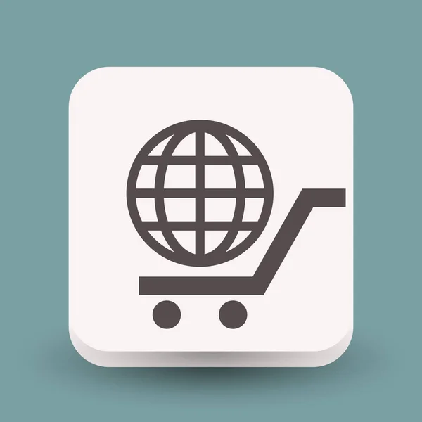 Globe in shopping cart  icon — Stock Vector