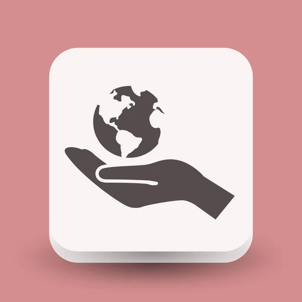 Globe in hand icon — Stock Vector