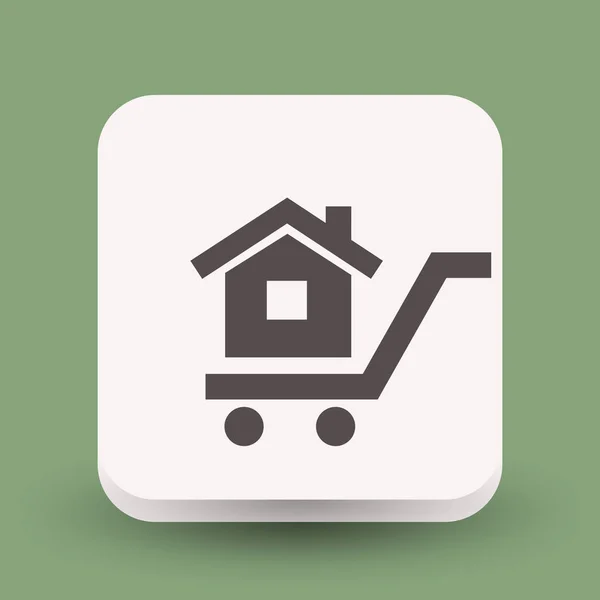 Home on shopping cart icon — Stock Vector