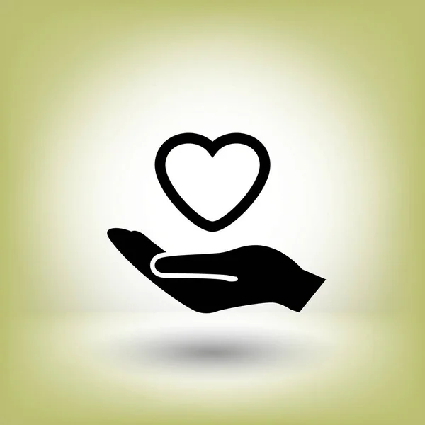 Pictograph i hjärtat i handen — Stock vektor