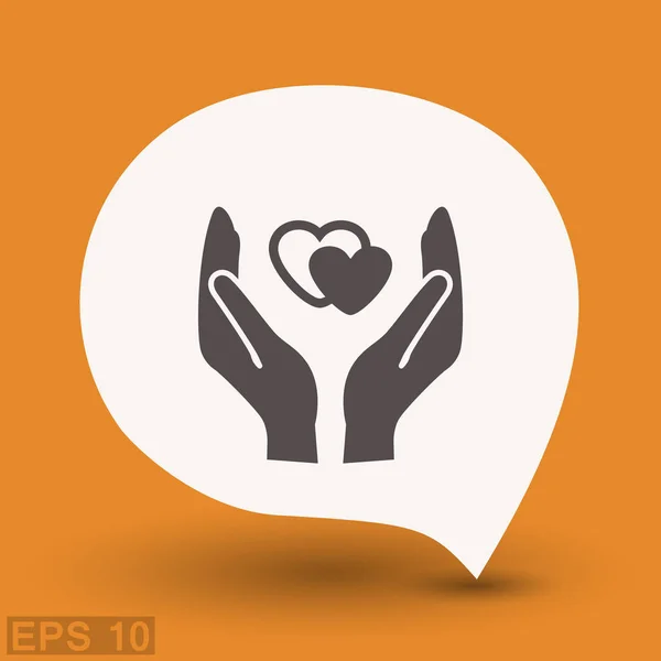 Pictograph of hearts in hands — Stock Vector
