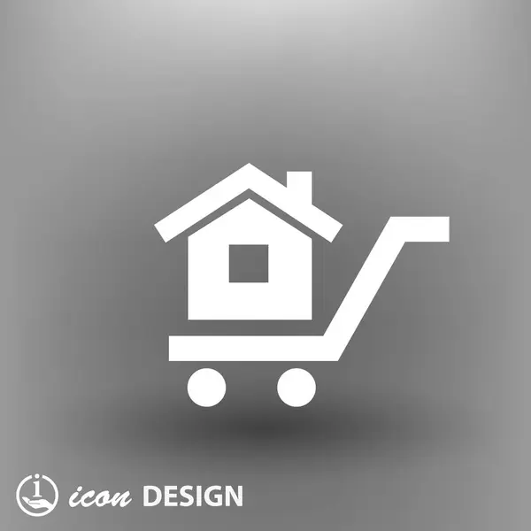 Inicio on shopping cart icon — Vector de stock