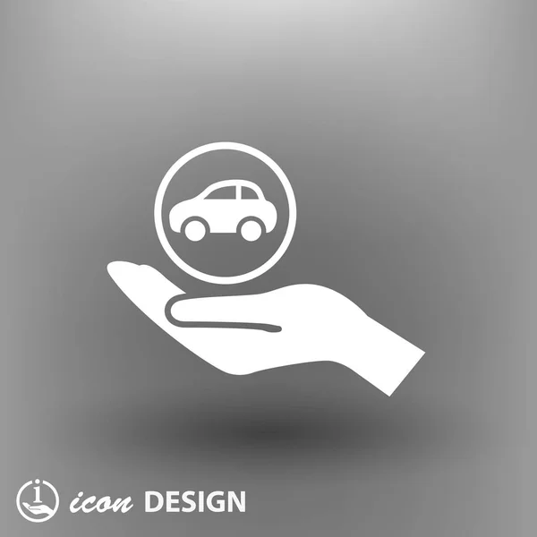 Piktogramm des Autos in der Hand — Stockvektor