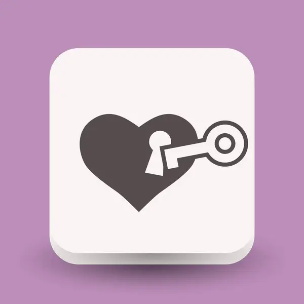 Pictografía de corazón con llave — Vector de stock