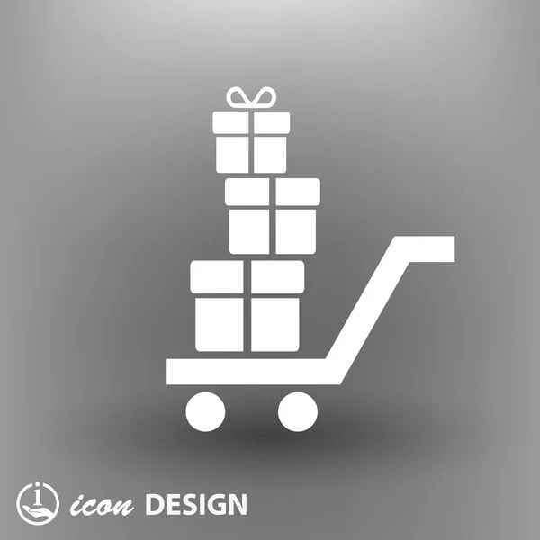 Boîtes cadeaux sur l'icône panier — Image vectorielle