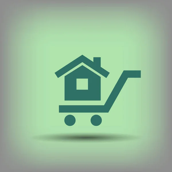 Home on shopping cart icon — Stock Vector