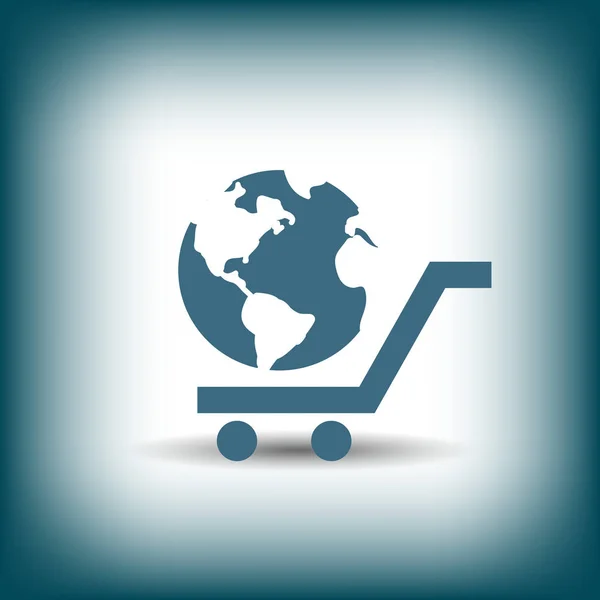 Globo no ícone do carrinho de compras — Vetor de Stock