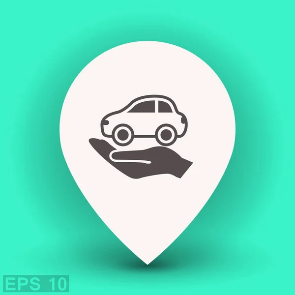 Car symbol in hand — Stock Vector