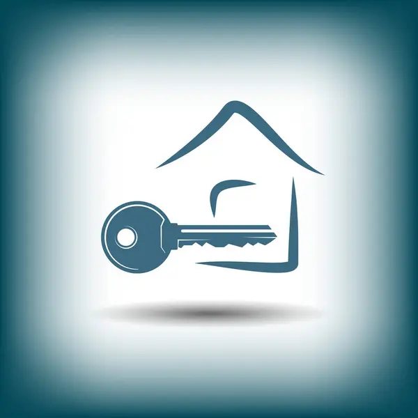 Простой ключ и значок дома — стоковый вектор