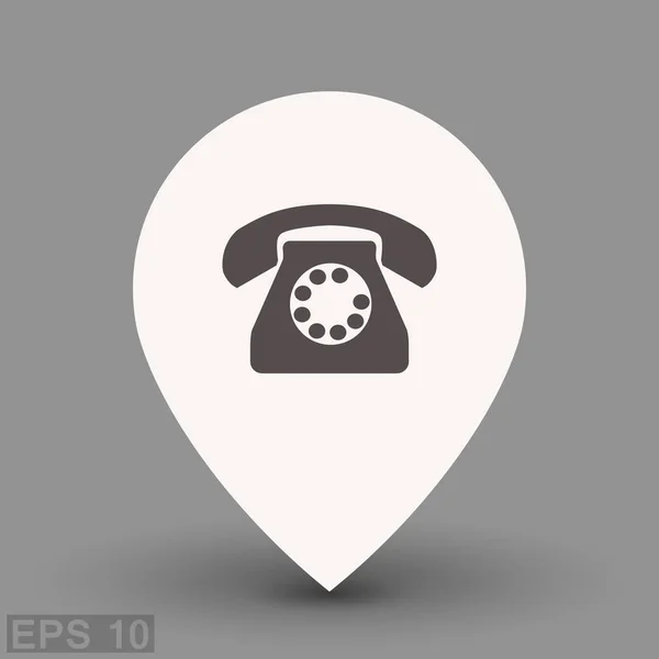 Old telephone icon in location pointer — Stock Vector