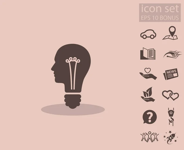 Bulb and head icon — Stock Vector