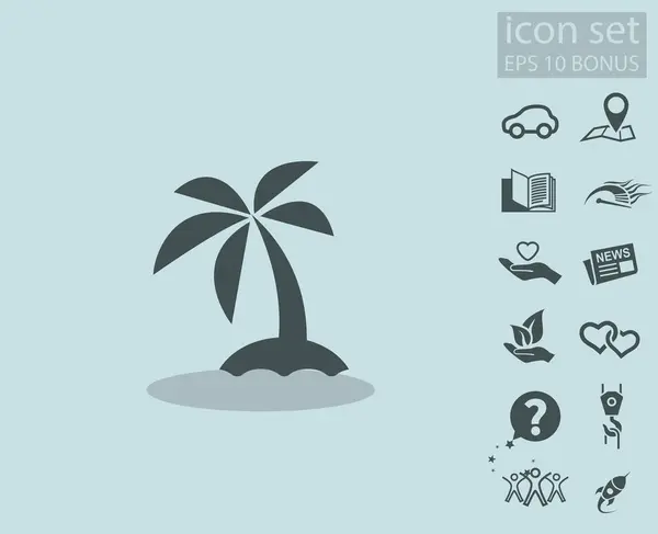 Palmier sur l'icône île — Image vectorielle