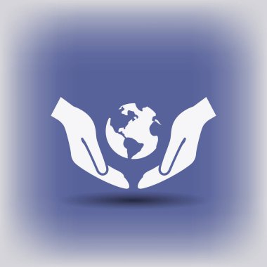 Dünya eller basit simgesi