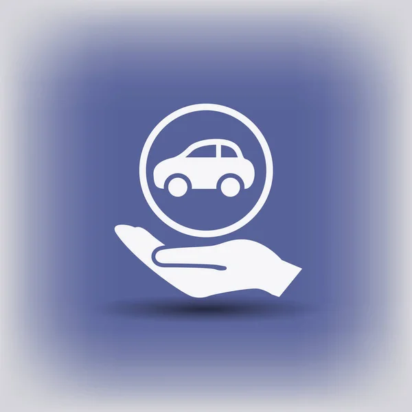 Car symbol on hand — Stock Vector