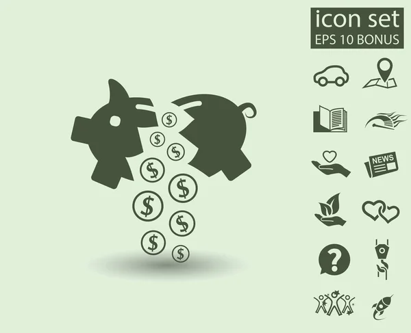 Caixa de dinheiro com conjunto de ícone —  Vetores de Stock