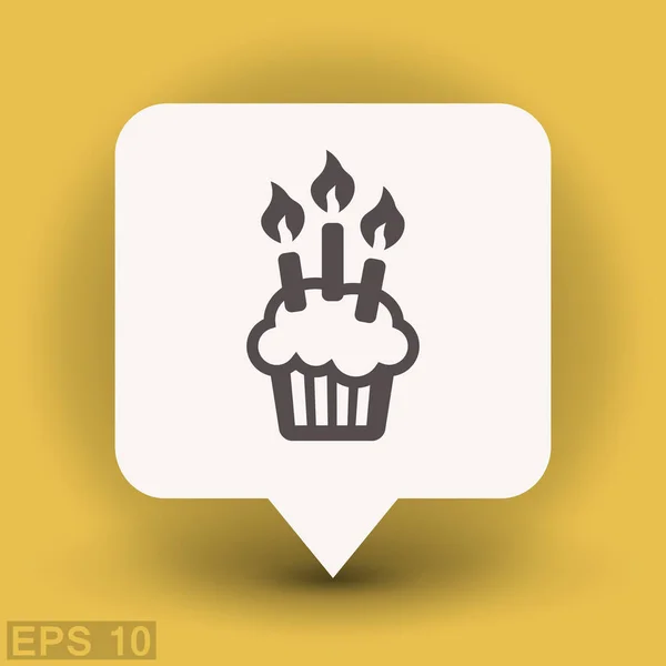 Pictogram van de taart met kaarsen — Stockvector