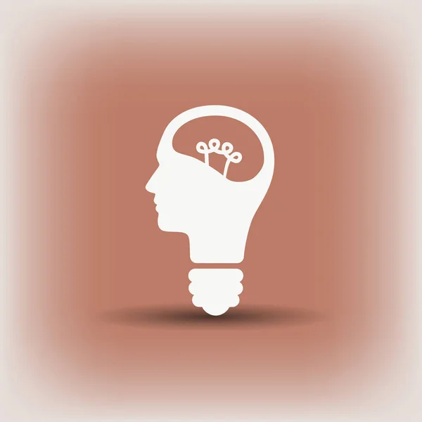 Icona della lampadina e della testa — Vettoriale Stock