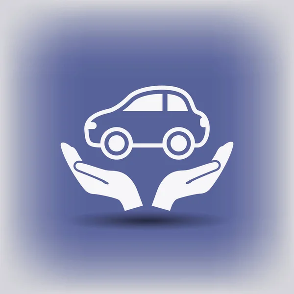 Symbole de voiture dans les mains — Image vectorielle