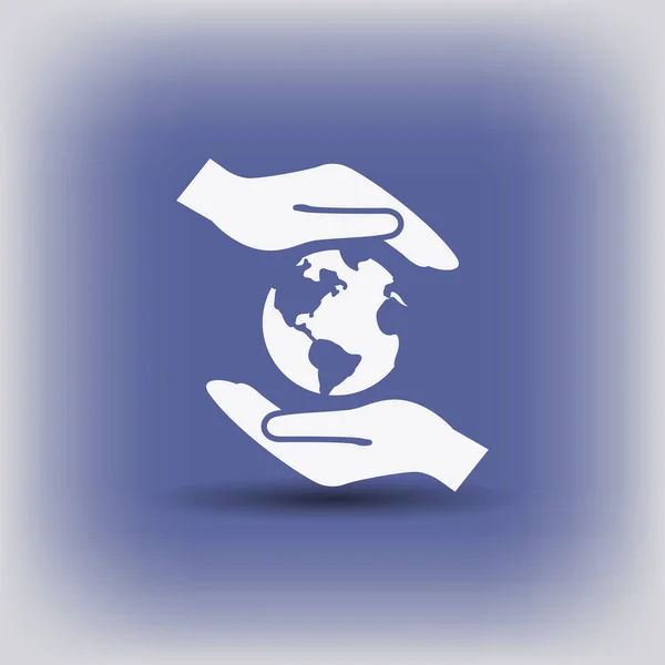 Globe in hands simple icon — Stock Vector