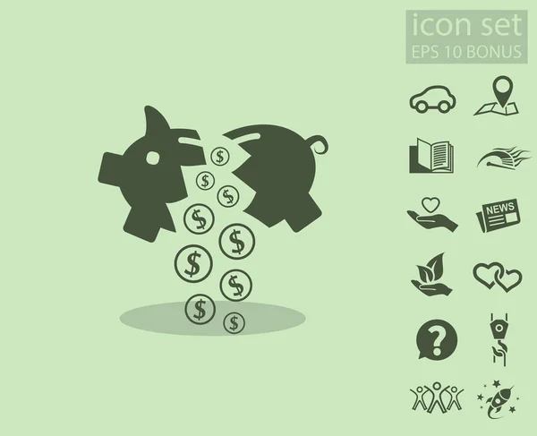 Caja de dinero con icono conjunto — Archivo Imágenes Vectoriales