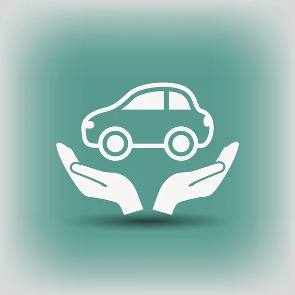 Symbole de voiture dans les mains — Image vectorielle