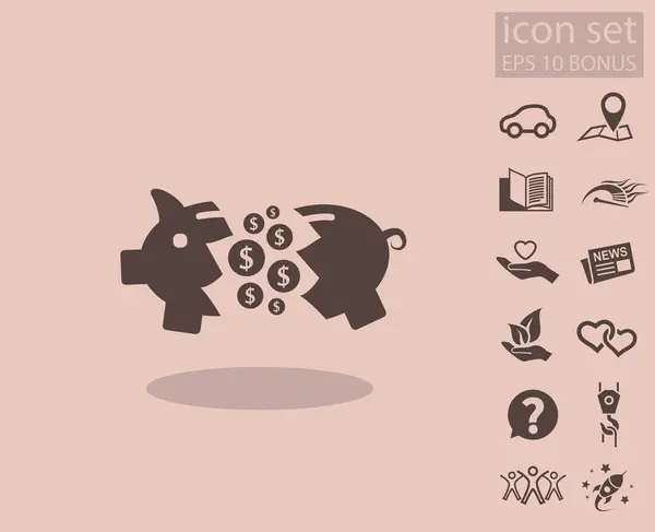 Caixa de dinheiro com conjunto de ícone — Vetor de Stock