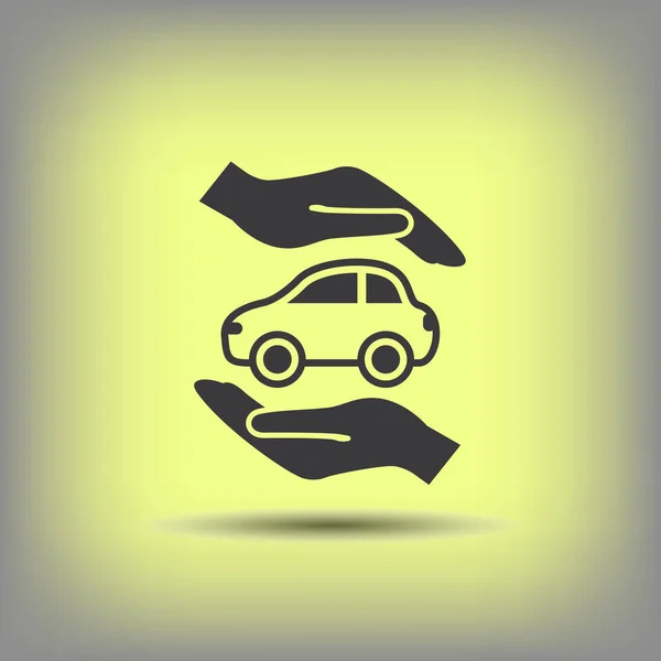 Symbole de voiture dans les mains — Image vectorielle