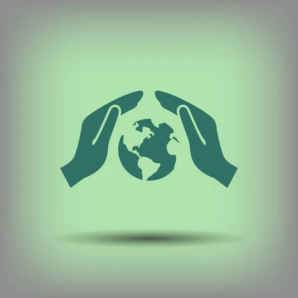 Globe in hands simple icon — Stock Vector