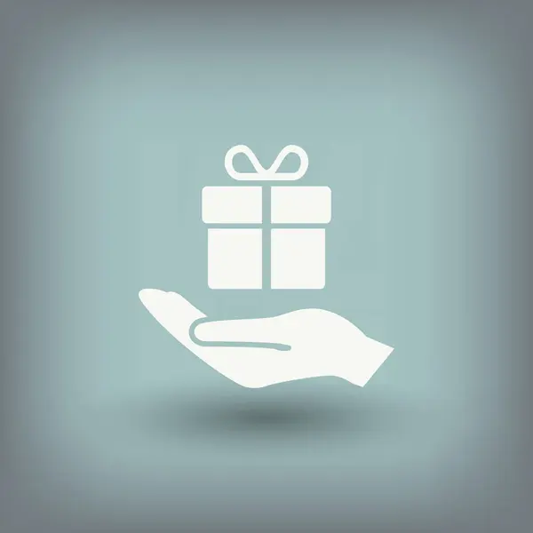 Pictogramme de cadeau à portée de main — Image vectorielle