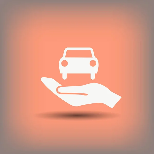 Símbolo del coche en mano — Vector de stock