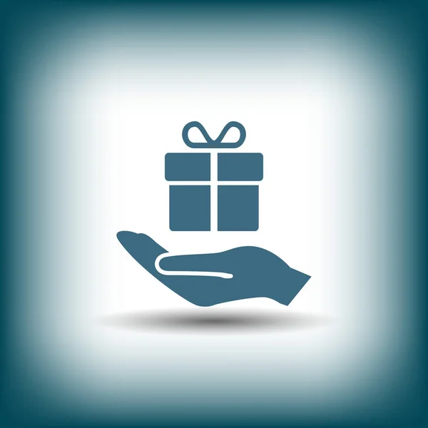 Pictogramme de cadeau à portée de main — Image vectorielle
