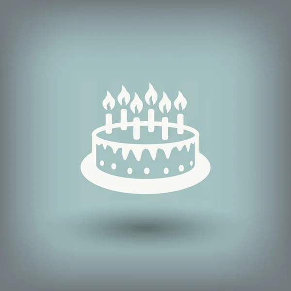 Kuchen-Symbol mit Kerzen — Stockvektor