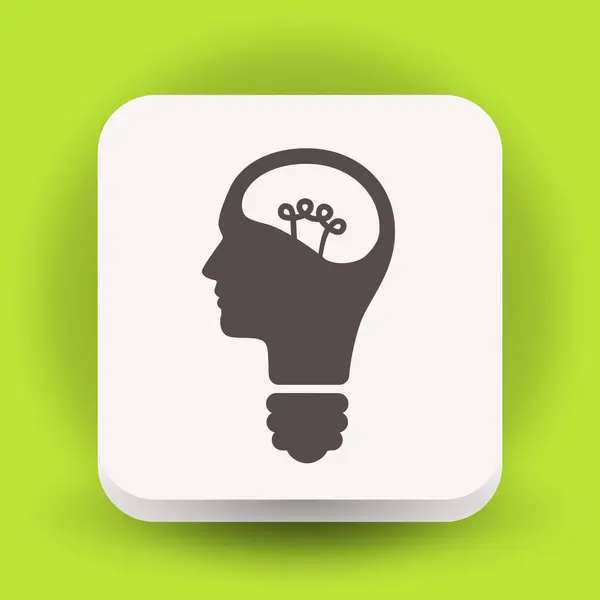 Light bulb in head icon — Stock Vector