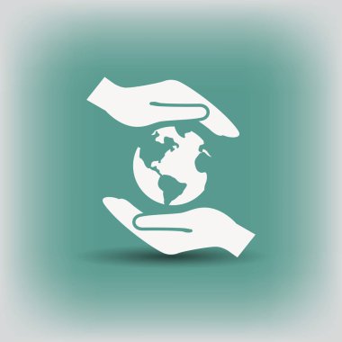 Dünya eller basit simgesi