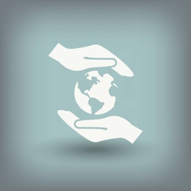 Dünya eller basit simgesi