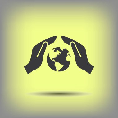 Dünya eller basit simgesi