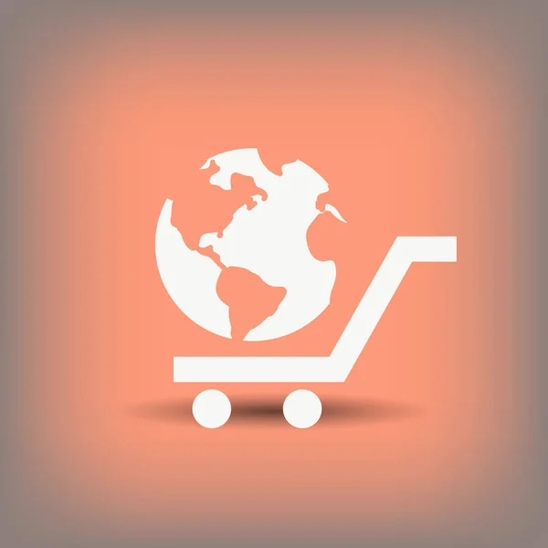 Globe in shopping cart — Stock Vector