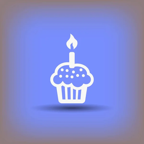 Icône gâteau avec bougie — Image vectorielle