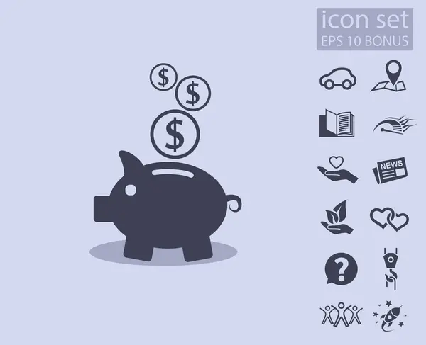 Caixa de dinheiro com conjunto de ícones —  Vetores de Stock