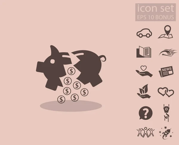 Moneybox con set di icone — Vettoriale Stock