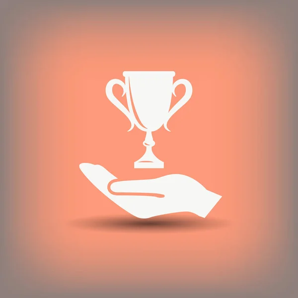 Hand with winner cup — Stock Vector