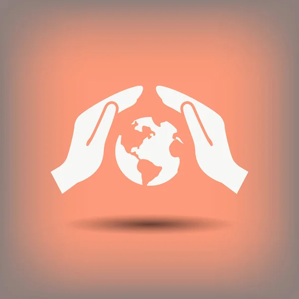 Globe in hands simple icon — Stock Vector