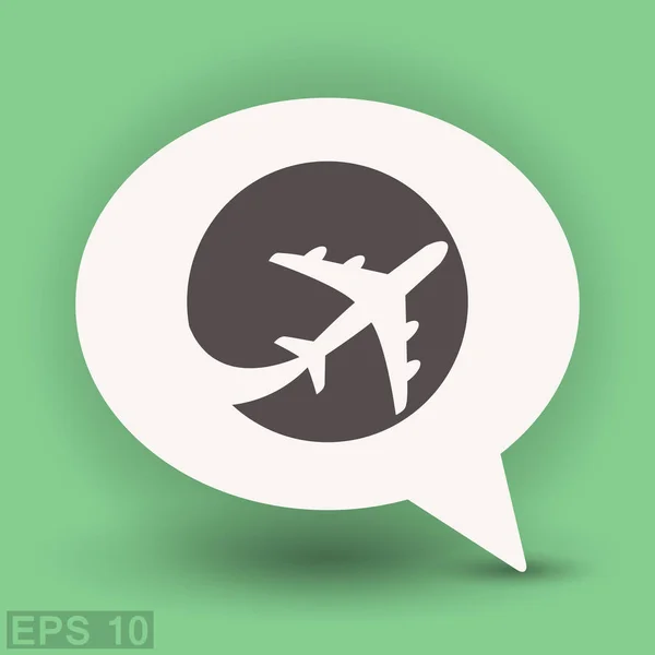 Avião simples em bolha de diálogo — Vetor de Stock