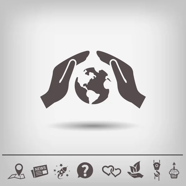 Globe in hands simple icon — Stock Vector