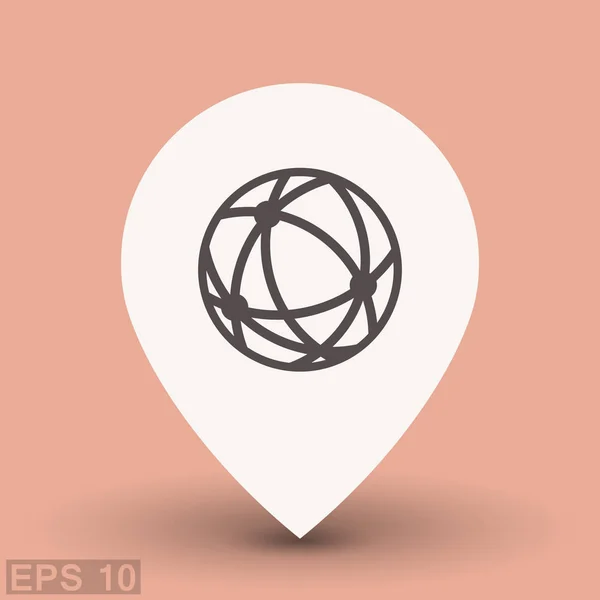 Ubicación icono web con globo — Vector de stock