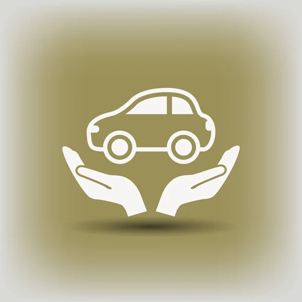 Символ автомобиля в руках — стоковый вектор