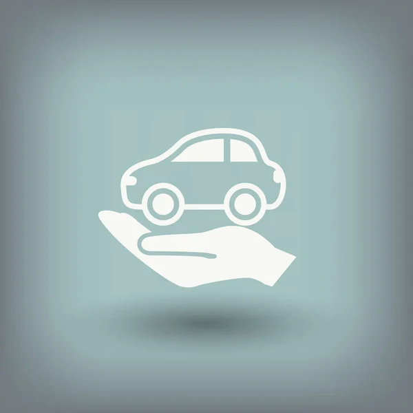 Car symbol in hand — Stock Vector