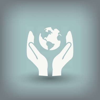 Dünya eller basit simgesi