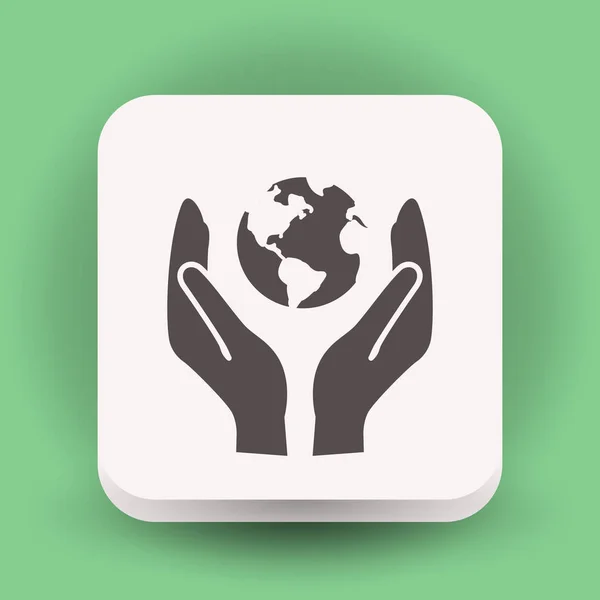 Globe in hands simple icon — Stock Vector