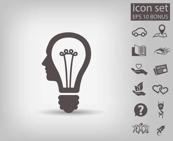 Žárovka v hlavě ikony — Stockový vektor